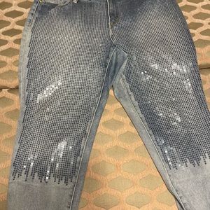 Lane Bryant Sequined Boyfriend Jean